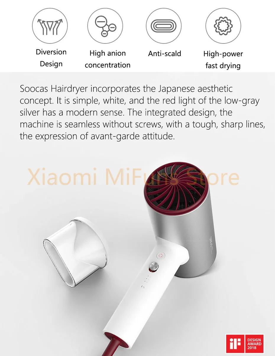 Xiaomi Mijia Soocare Soocas H3 анион быстрые инструменты 1800 Вт