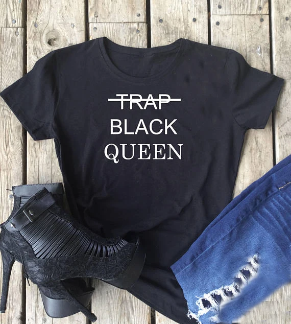 

Aesthetic Casual Short Sleeve Tee Trap Black Queen T shirt Black Power Shirt Black Lives Matter Tops Feminist Tumblr Clothing