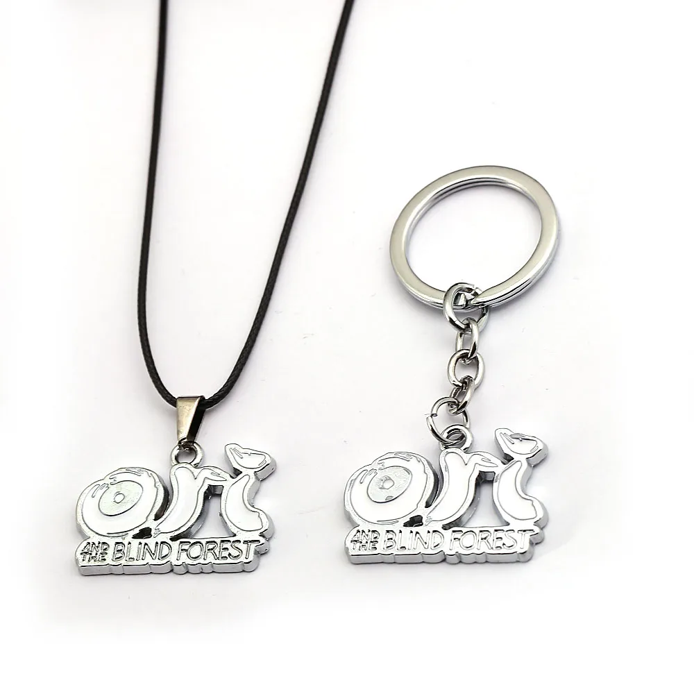 

Game Ori and the Blind Forest Keychain Ori Letter Logo Pendants Keyring Necklace Leather Chain Choker Men Accessory