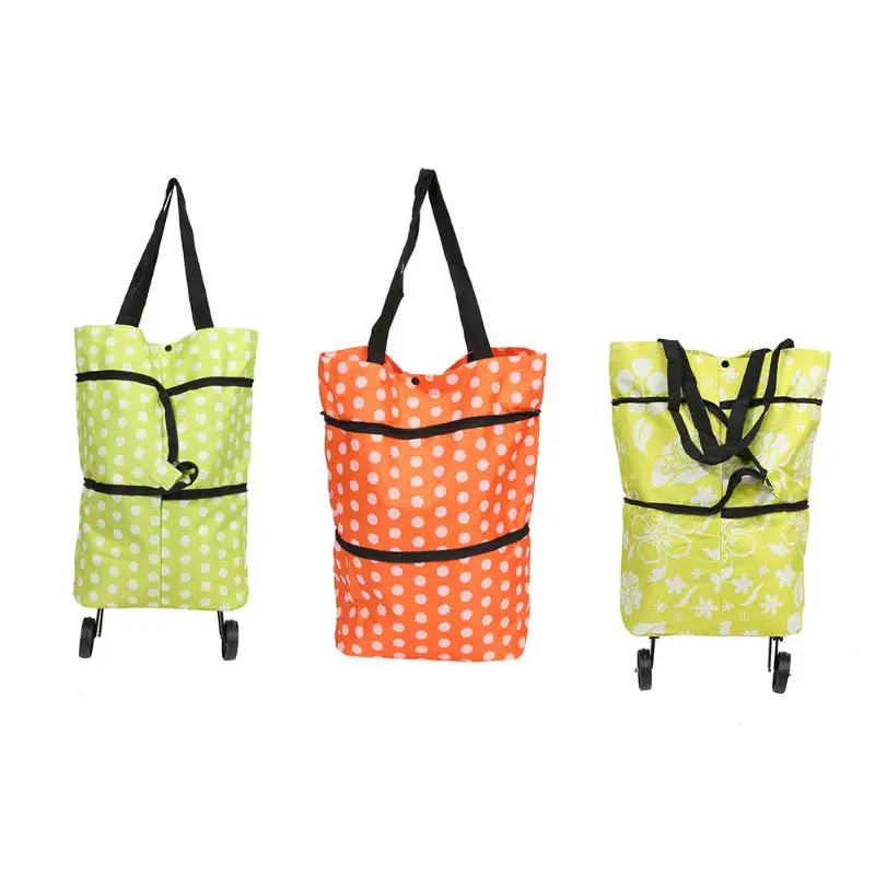 Foldable Shopping Trolley Bags Rolling Wheels Storage Grocery Cart