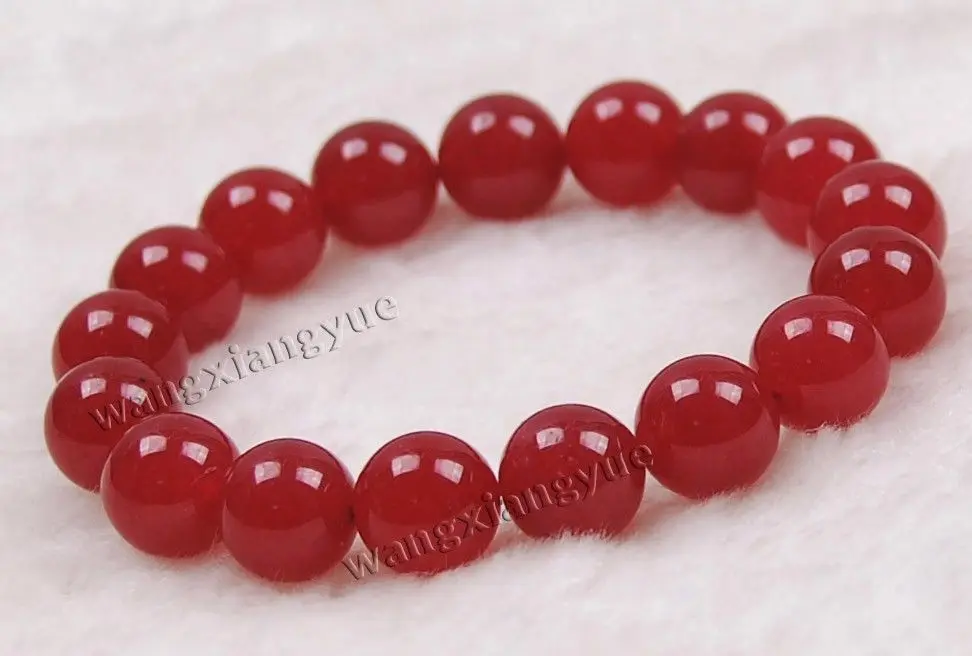 

10mm Red Ruby Gemstones Round Beads Stretchy Bangle Bracelet 7.5" AAA+