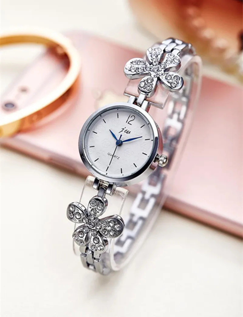 

Top Luxury Brand Bracelet Watches Women Silver Quartz Watch For Women Rhinestone Stainless Steel Wristwatches female clock AC159