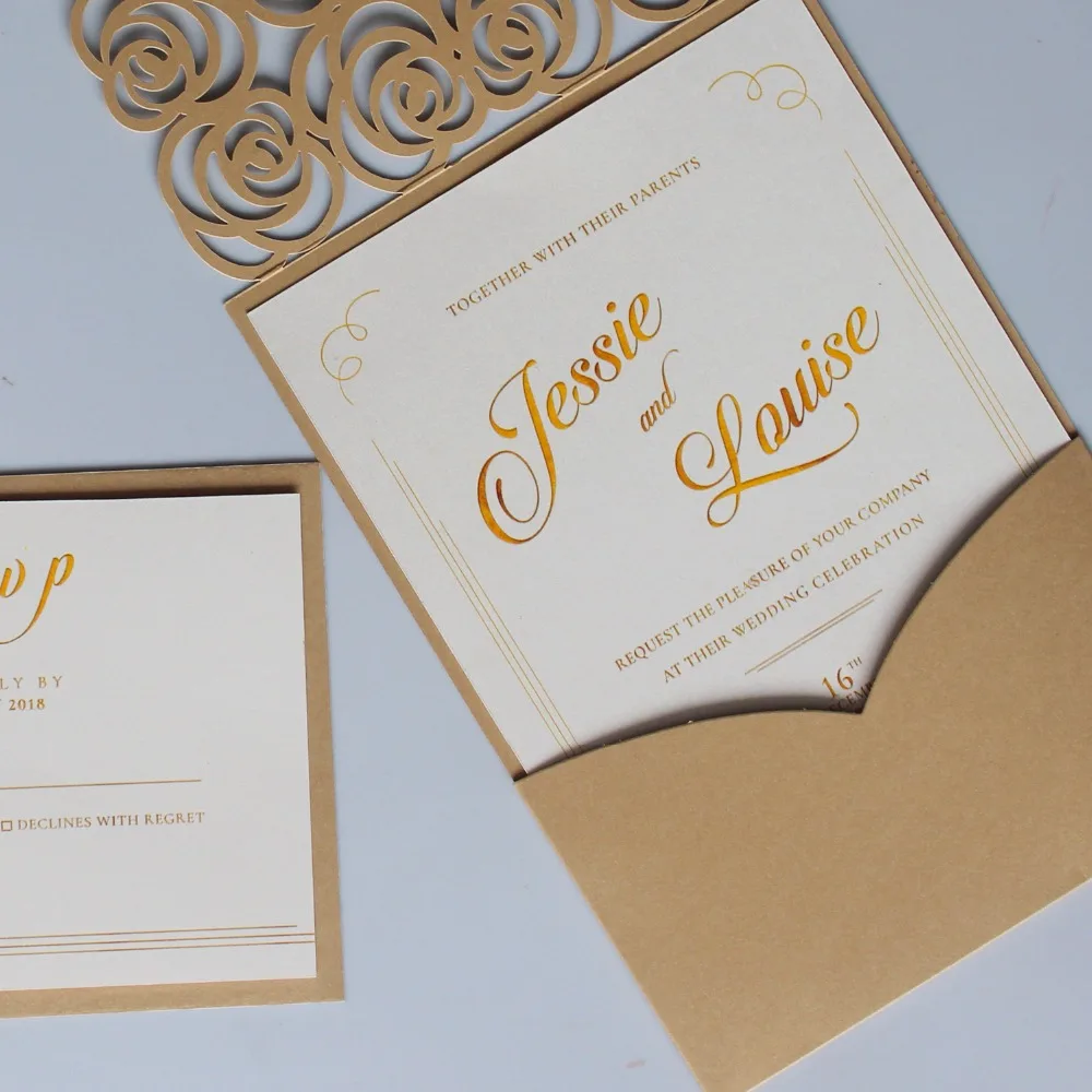 Laser Cut Rose Wedding Invitations