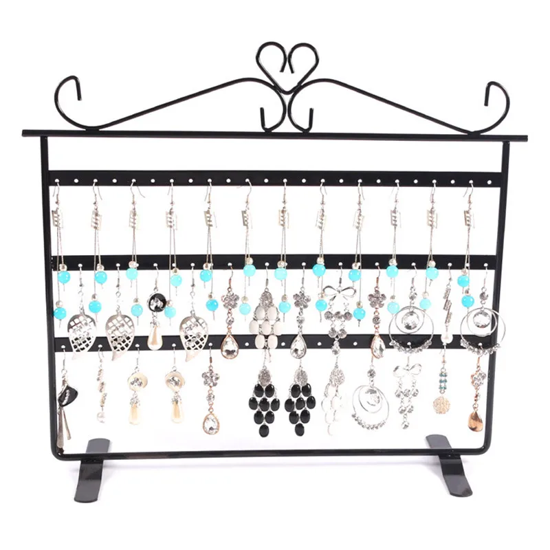  3 Layers 72 Holes Earring Jewelry Necklace Display Rack Metal Stand Holder Organizer storage shelf