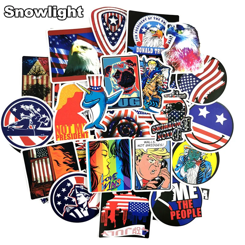 100Pcs/lot Graffiti Of America Flag President Of The United States DIY Sticker For Car Motorcycle Boot Notebook Bike Scooter