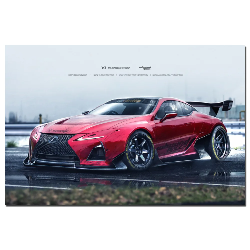 Lexus LC500 Super Sport Car Poster Canvas Cloth Fabric Print for Home Decor Wall Art Posterin