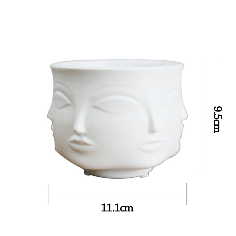 Леди Лицо голову сеялки ваза лицо ваза для цветов человеческое лицо ваза горшок для суккулентов украшения для домашнего сада белый Керамика Craft - Цвет: H