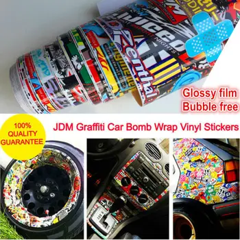 Glossy Vinyl Car Stickers and Decals JDM Graffiti Sticker Bomb Wrap Roll on Motorcycle Car Styling For BMW VW Ford Toyota Honda car styling racing sticker body waist car stickers door side scratches decorative decals for ford vw bmw toyota audi honda mazda
