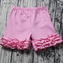 Летние шорты для маленьких девочек От 6 месяцев до 10 лет для девочек шорты с оборками для детей, детские хлопковые шорты с эластичной резинкой на талии розового, черного, белого, синего цвета