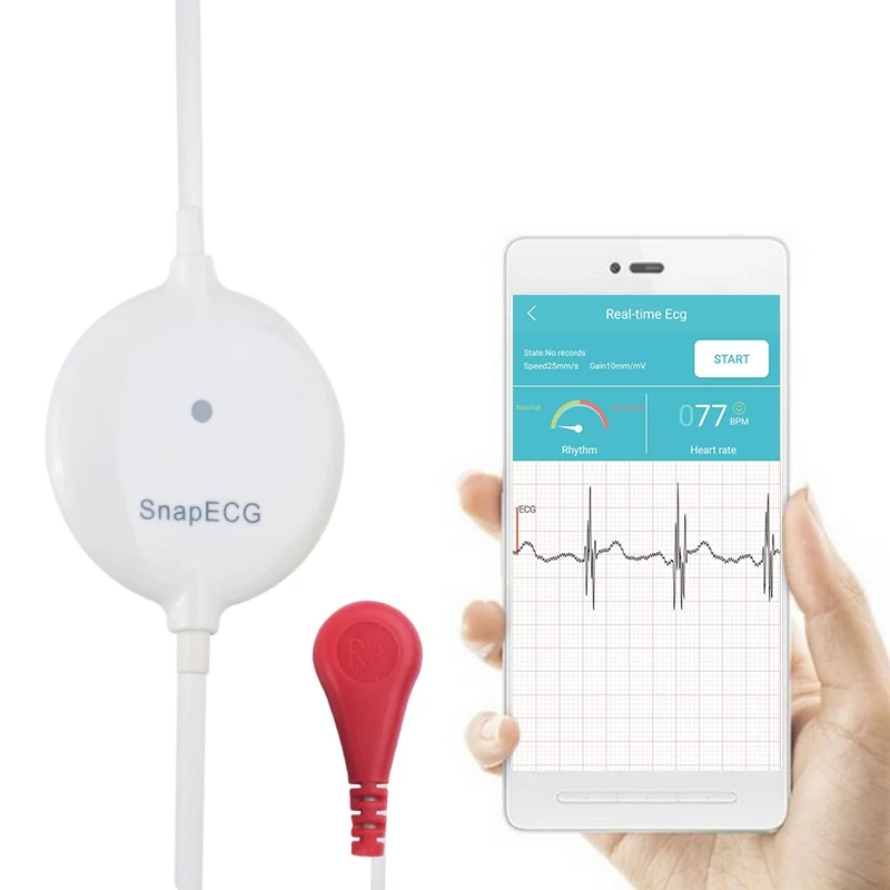 Günstige Tragbare Mini tragbare EKG Monitor Messung Maschine Realen zeit herz Unterstützung Elektrode Holter Für Android oder IOS Gesundheit pflege
