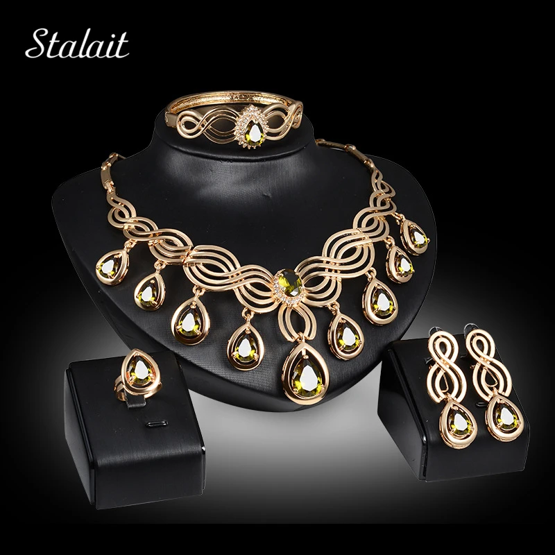 

Top Exquisite Dubai Jewelry Set Luxury Gold Color Nigerian Wedding African Beads Jewelry Set Costume Design For Women