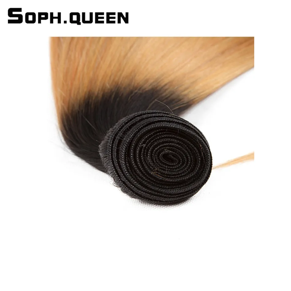 Soph queen Hair предварительно Цветные T1B/27 человеческие волосы блонд пучки бразильские волосы remy прямые волнистые пучки