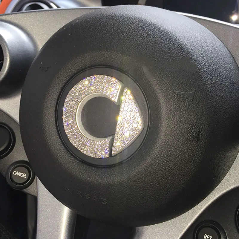 Для Mercedes Smart 451 453 Fortwo Forfour украшение автомобиля bling стикер аксессуары флэш дрель логотип наклейка на руль