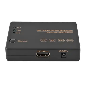 

3x1 HDMI Splitter 4K 60Hz HDCP 2.2 HDR 3 In 1 Out HD Switcher for HDTV/XBox