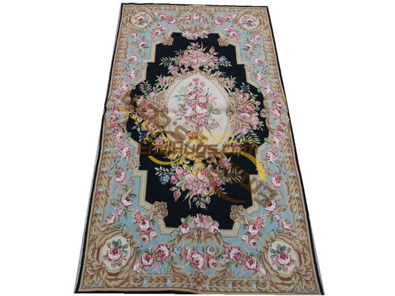 

Antique 19th Century Hand-embroidered Point Tapestry Aubusch Rug Rug Big Carpet For Living Room