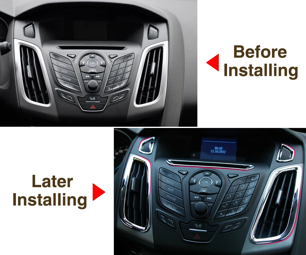 VXAOHONG 5pcs/ Car Accessories Chrome ABS Interior Outlet Decoration Ring Fit For Ford Focus 3 2012 2013 Car Styling VXAOHONG 5pcs/ Car Accessories Chrome ABS Interior Outlet Decoration Ring Fit For Ford Focus 3 2012 2013 Car Styling