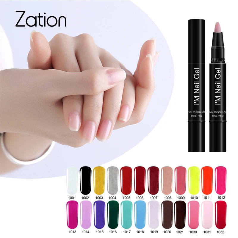 

Zation Newest Pen Nail Gel Polish 35 Color Nail Art Pen Glitter Nails Varnish Gelpolish Uv Led Enamel Gel Lacquer DIY Manicure