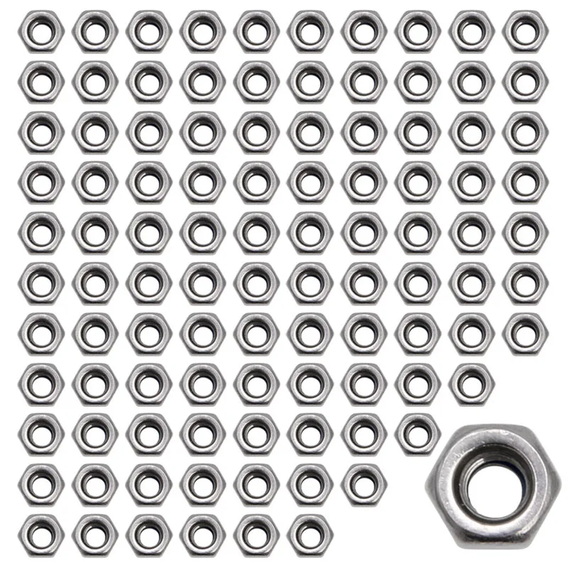 M3 3mm Stainless Steel Nylon Screw Lock Hex Nut Insert Locking Nuts hexagon nuts nylon lock nut locking nuts 100Pcs