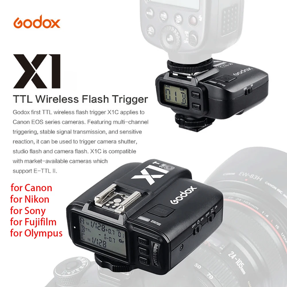 

Godox X1 Wireless TTL 2.4G Wireless Flash Trigger Transmitter Receiver for Canon for Nikon for Sony GodoxTT685 V860 Flash