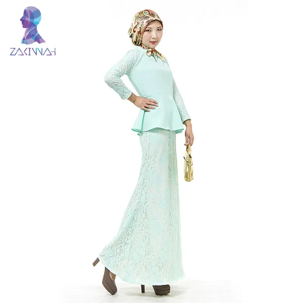 029 подходит комплект из двух предметов, костюм, накидка, Восточный халат высокого качества Турция Малайзия Исламская, молитвенная платье Абая, для мусульман женское открытое Кружевное Платье картинки - Цвет: light green