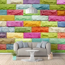 Современный Креативный цветной Кирпич фото фрески обои 3D гостиная спальня фон настенное искусство ткань Papel де Parede Sala