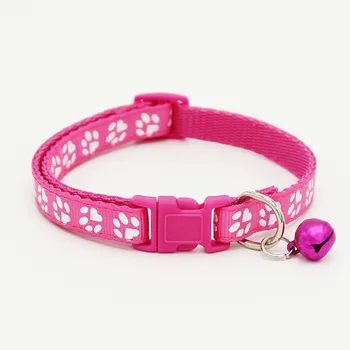 

12Pcs Colorful Cute Fashion Puppy Kitten Dog Cat Neck Chain Paw Print Pattern Reflective Strap Buckle Nylon Fabric Small Animals