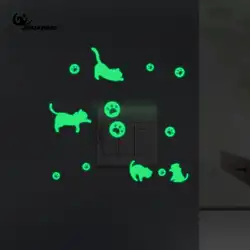 3D Светящиеся Настенные Стикеры играя Cat Стикеры настенные украшения диван Задний план плакат Главная Наклейка