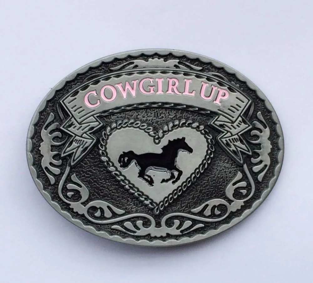Cowgirl Up Running Horse Western Belt Bucklein Buckles & Hooks from