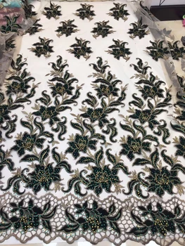 

African lace fabric 2019 high quality lace High Quality Nigeria Lace Fabrics Stones lace Embroidery For african Wedding ZX3189