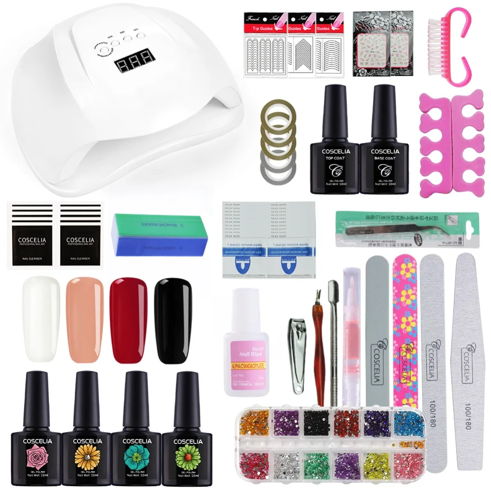 

COSCELIA 54W Lamp For Nail 4Pcs Gel Nail Polish Set Tools For Manicure 80 Colors For Choose Set For Nail Art Set Gel Varnish
