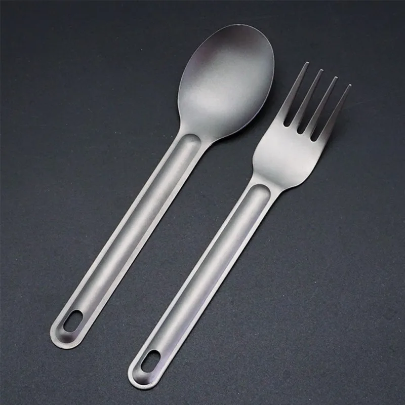 Pure Titanium Spoon Fork Outdoor Camping New Light Tableware Camping