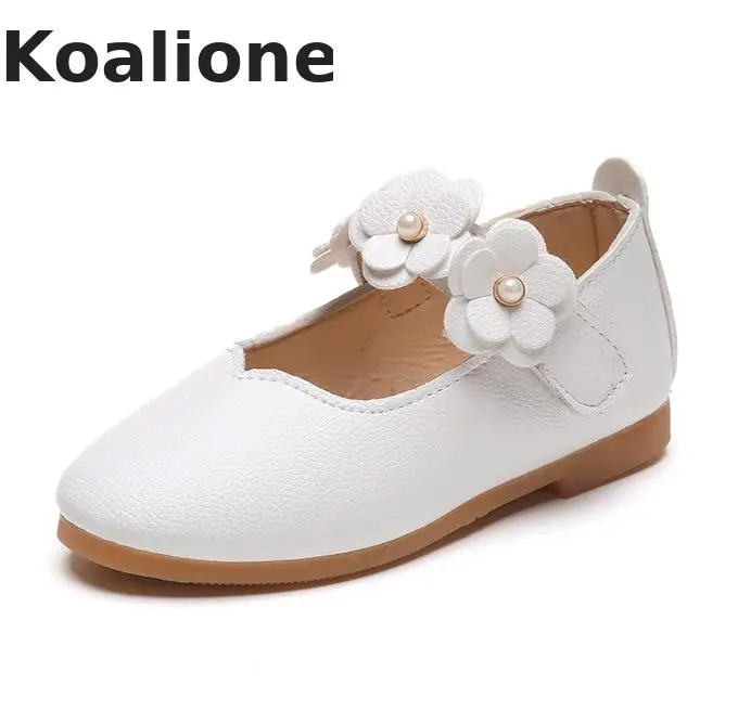 Детская обувь для девочек; детская обувь из искусственной кожи в Корейском стиле с цветочным узором в стиле ретро; нарядное платье принцессы для маленьких девочек; Новинка; Цвет белый; сезон весна-осень