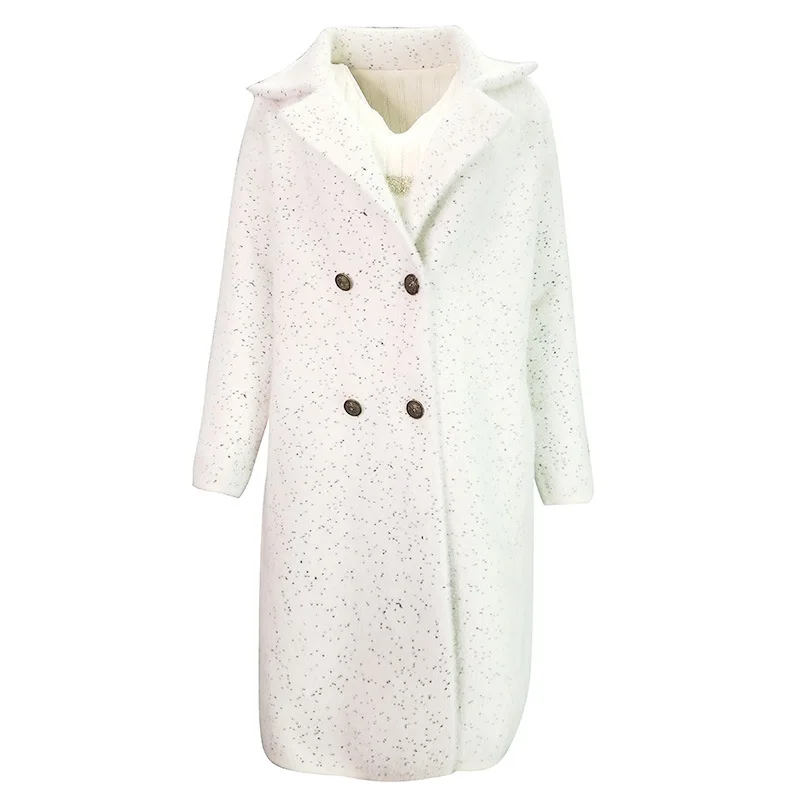 Lady Manteaux Vison Office Vêtements Luxe Qualité Élégant Laine Haute White Doux Cachemire Femmes D'hiver Finewords Casaco Chaud Blanc De Manteau avBwgAqZA