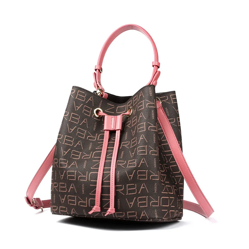 LOEIL Bag female fashion one shoulder messenger bag simple letter handbag tassel printing bucket bag LOEIL Bag female fashion one shoulder messenger bag simple letter handbag tassel printing bucket bag