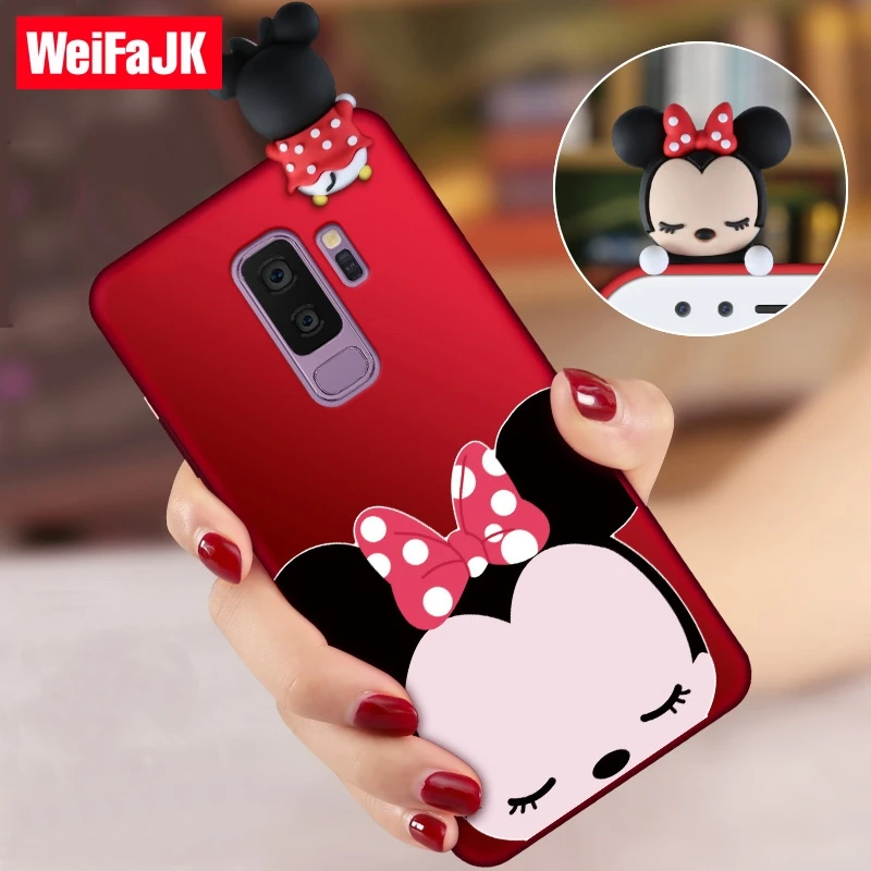 

WeiFaJK Mickey Minne Phone Case for Samsung Galaxy S9 S8 S9 Plus Silicone 3D Cute Cartoon Cover for Samsung Note 8 S7 edge Case