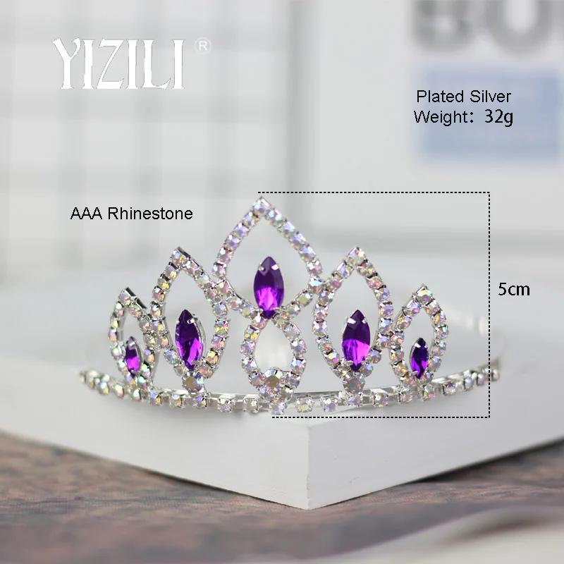 YIZILI новинка 4 цвета большой драгоценный камень для детей корона девочек