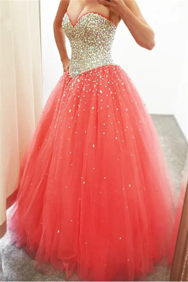 

Fuchsia Puffy 2019 Cheap Quinceanera Dresses Ball Gown Sweetheart Tulle Beaded Crystals Party Sweet 16 Dresses