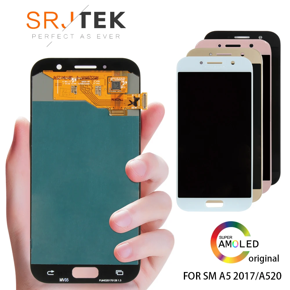 

ORIGINAL 5.2" Super AMOLED LCD for SAMSUNG Galaxy A5 2017 Display Touch Screen Digitizer A520 A520F SM-A520F LCD Replacement