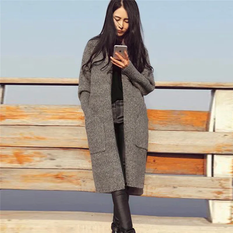 2018 Autumn Winter Full Sleeve Long Cardigan Women Sweaters 2018 Casual Warm Female Coat Knitted Outwear Knitwear Casaco Okd241