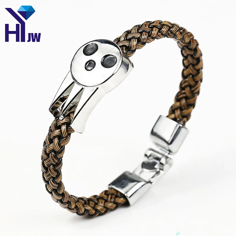 

HEYu New Fashion Anime Soul Eater SOULEATER Studded Bracelet Bangles Wristband Soul Logo Leather Weave Cosplay Jewelry