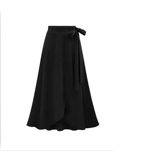 Clobee Женская юбка летняя винтажная Длинная женская юбка с высокой талией Элегантная шифоновая юбка женская пляжная Однотонная юбка большого размера M270