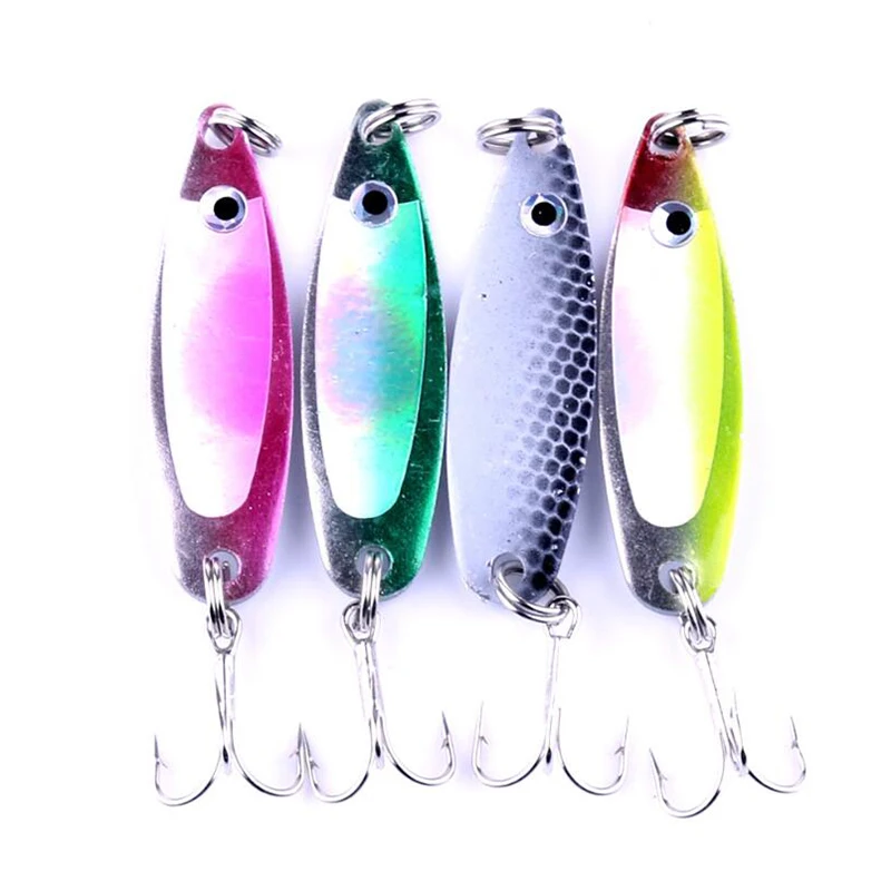 

1Pcs/lot High Quality Metal Sequined Spoon Lure Fishing Baits Sea Fishing Lures Wobblers Spinner with Topwater Isca Bass Hook