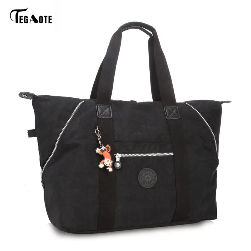 TEGAOTE, женская сумка с ручками, известный бренд, большая нейлоновая пляжная сумка на плечо, Повседневная Сумка-тоут, Женская сумочка, женская сумка, Bolsa Feminia - Цвет: Черный