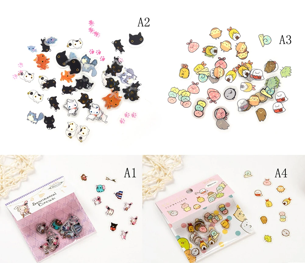

80 pcs/lot(1 bag) DIY Cute Cartoon Kawaii PVC Stickers Lovely Cat Bear Sticker For Diary Decoration Note Sticker Flakes