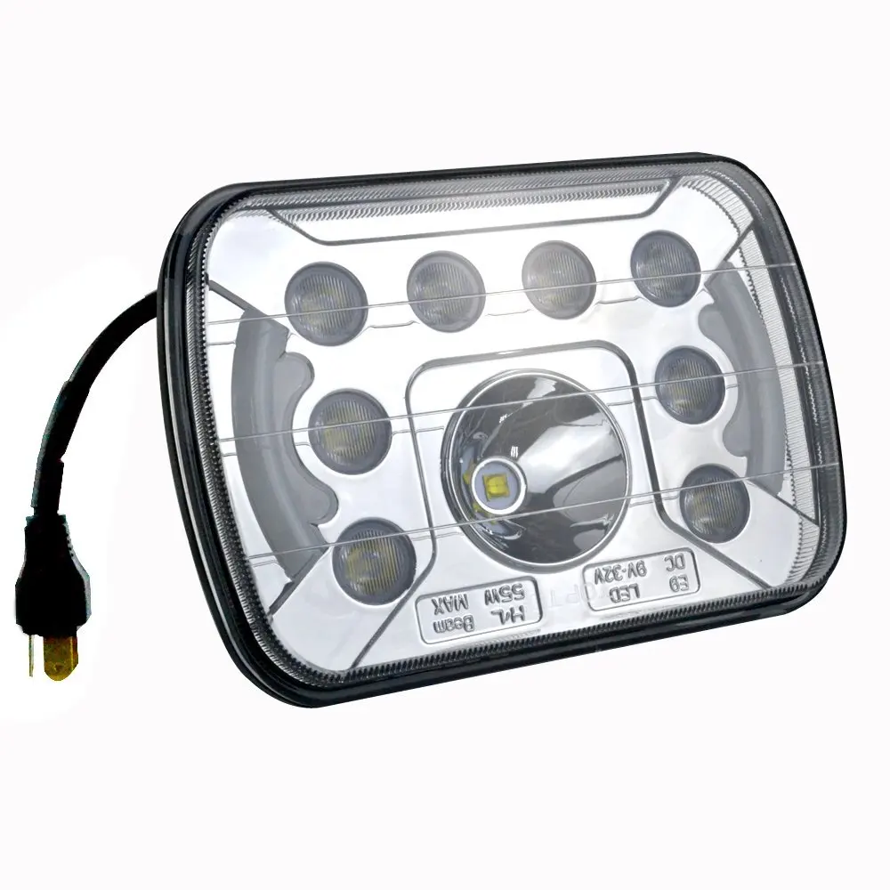 

2Pcs 5x7 inch 55W Led Car Headlight for Van Lorry Truck J eep With Halo Ring And DRL Headlamps