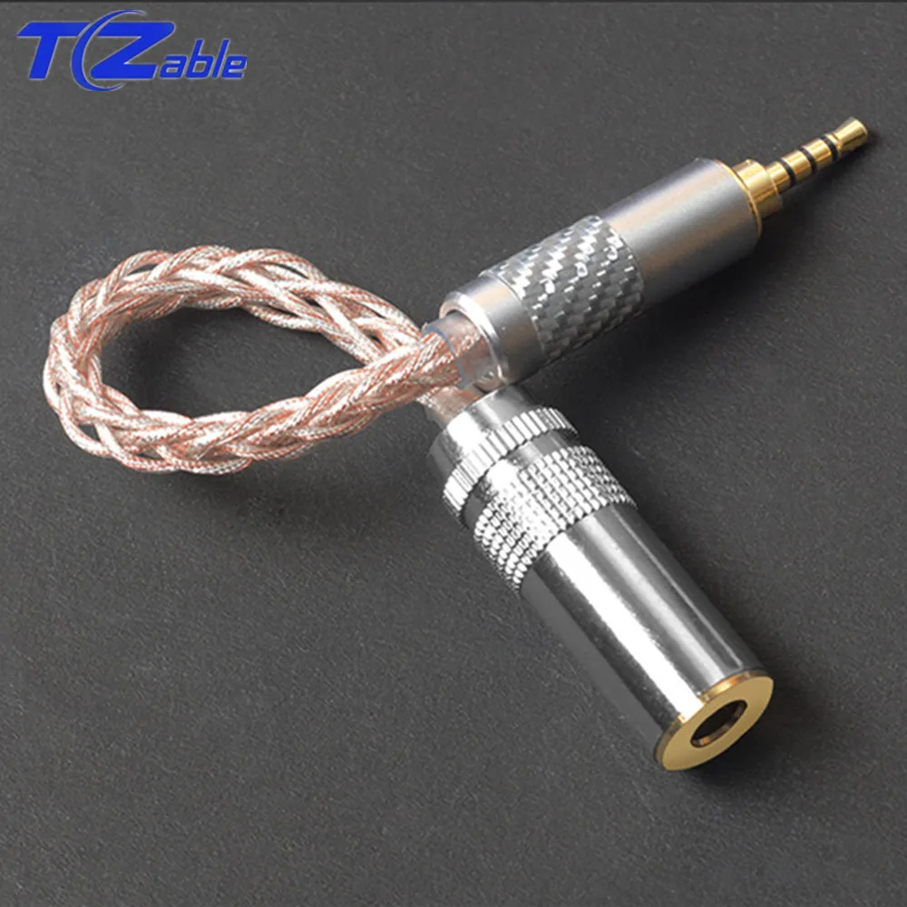 4 4mm Headphone Adapter Cable 8 Core Balanced Headset Cable Jack Stereo 4 4 Female To 2 5mm Male Audio Connector Cord AUX Cables