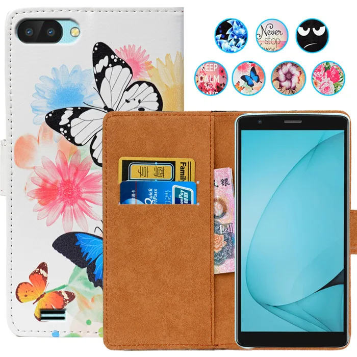Floral Print Wallet Case For Blackview A20 Book 5.5&quot PU Leather Coque Back Cover Holder protector | Мобильные телефоны и