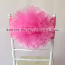 5 шт. глубокий розовый органза цветок CHIAVARI стул створки стул в цветочек полоса яркий стул полоса