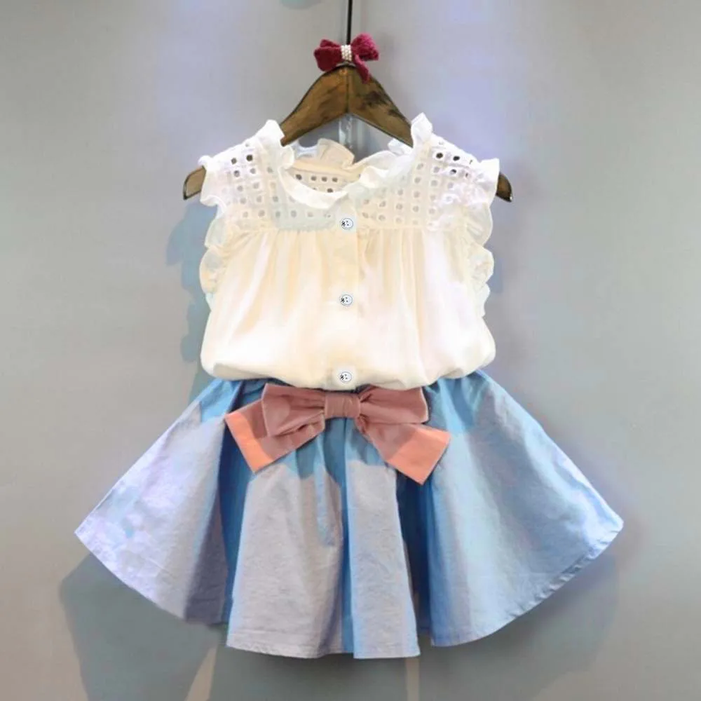 Комплект одежды из 2 предметов для маленьких девочек футболка+ шорты с бантом; комплект одежды принцессы для девочек; roupas de menino