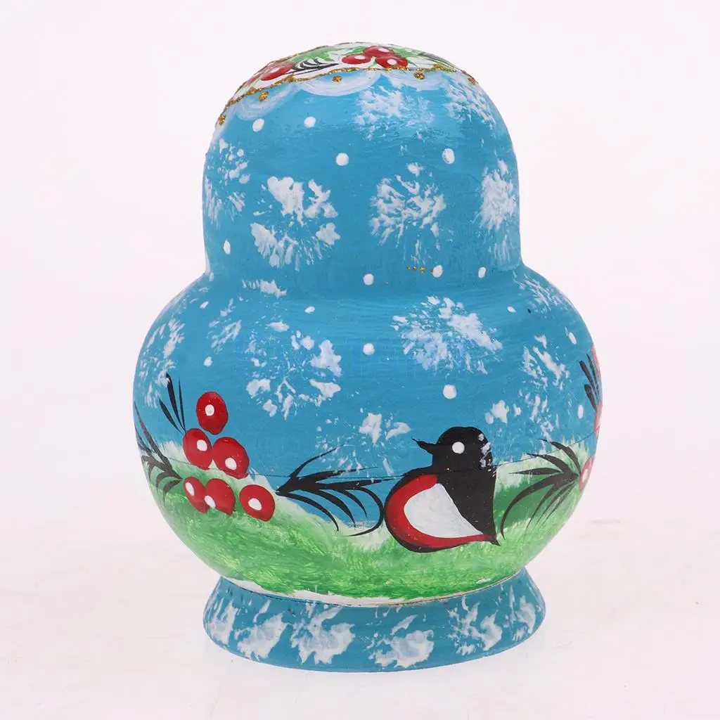 Hand Painted Girls Russian Babushka Matryoshka Nesting Dolls Kit 10 Pieces Kids Birthday Gift Christmas Ornaments